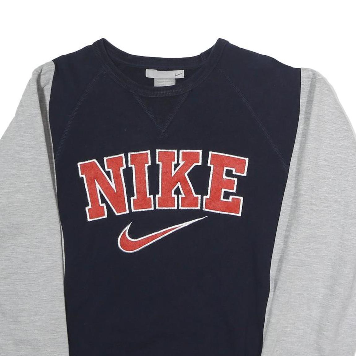 NIKE Mens Navy & Grey Cotton Blend Crew Neck S Sweatshirt Sports Casual
