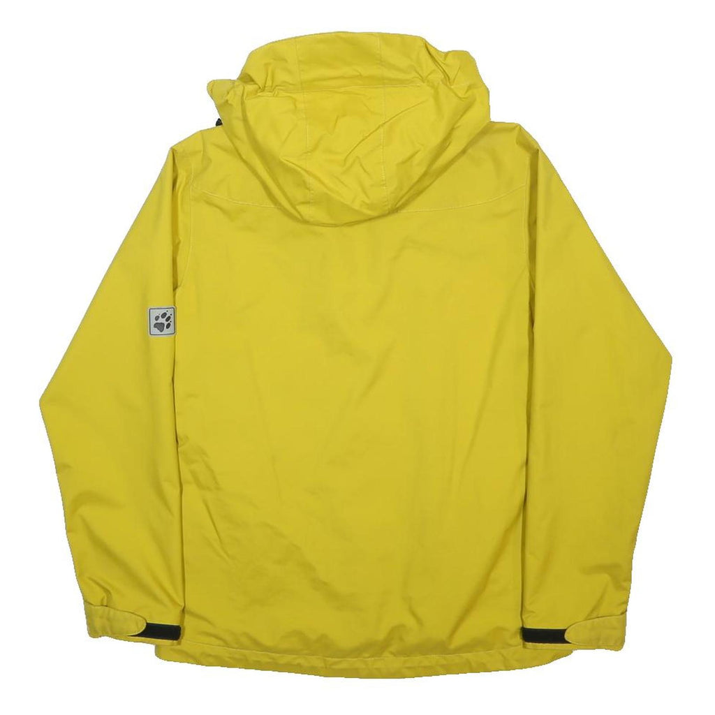 JACK WOLFSKIN Womens Yellow Outdoor Jacket UK 8 Polyester Zip Hooded Plain