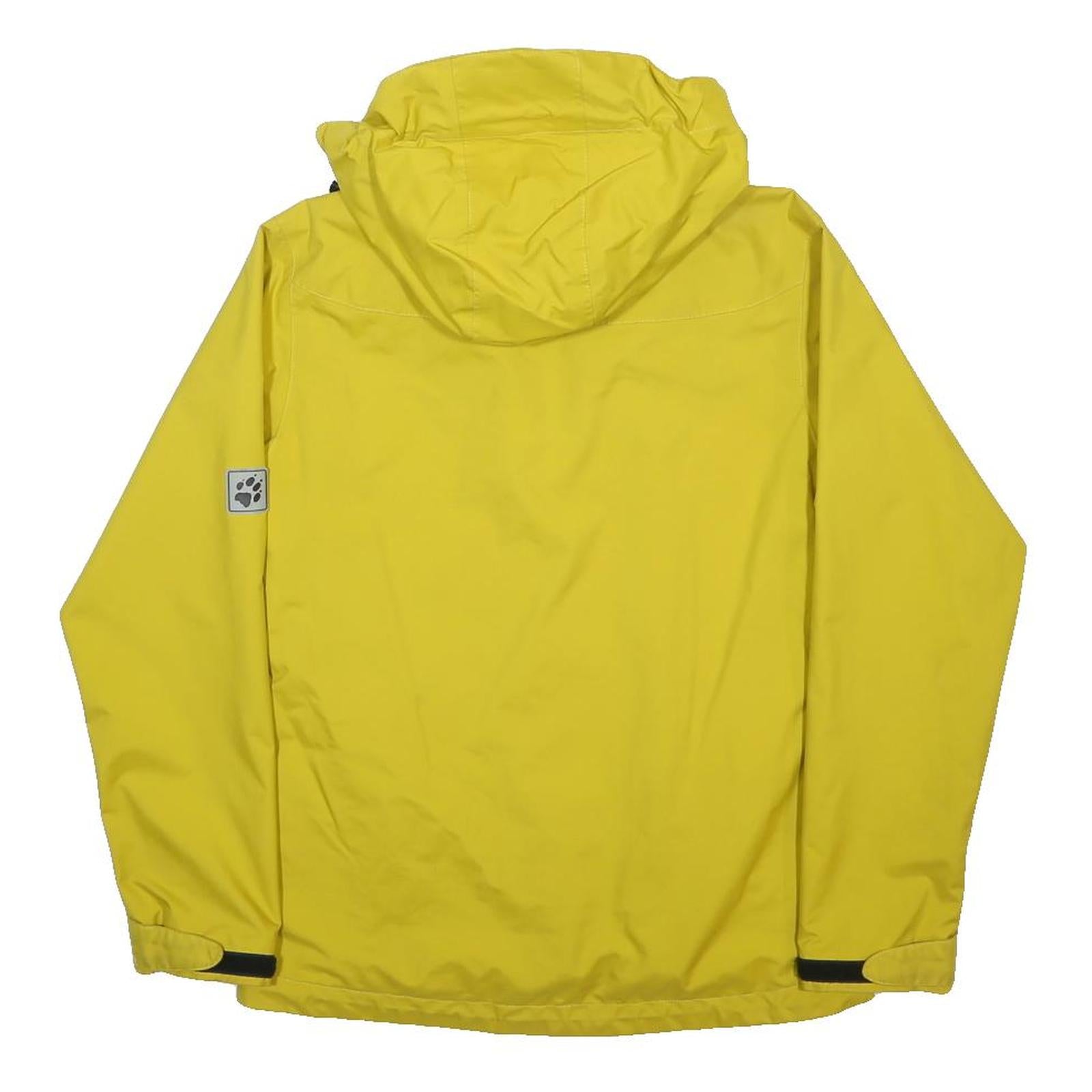 JACK WOLFSKIN Womens Yellow Outdoor Jacket UK 8 Polyester Zip Hooded Plain