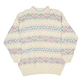 JAEGER Womens Cream Patterned Plain Crew Neck Basic Knit Jumper M Knitwear