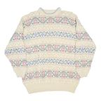 JAEGER Womens Cream Patterned Plain Crew Neck Basic Knit Jumper M Knitwear
