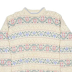 JAEGER Womens Cream Patterned Plain Crew Neck Basic Knit Jumper M Knitwear