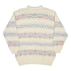 JAEGER Womens Cream Patterned Plain Crew Neck Basic Knit Jumper M Knitwear