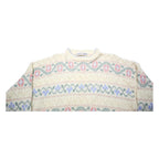 JAEGER Womens Cream Patterned Plain Crew Neck Basic Knit Jumper M Knitwear