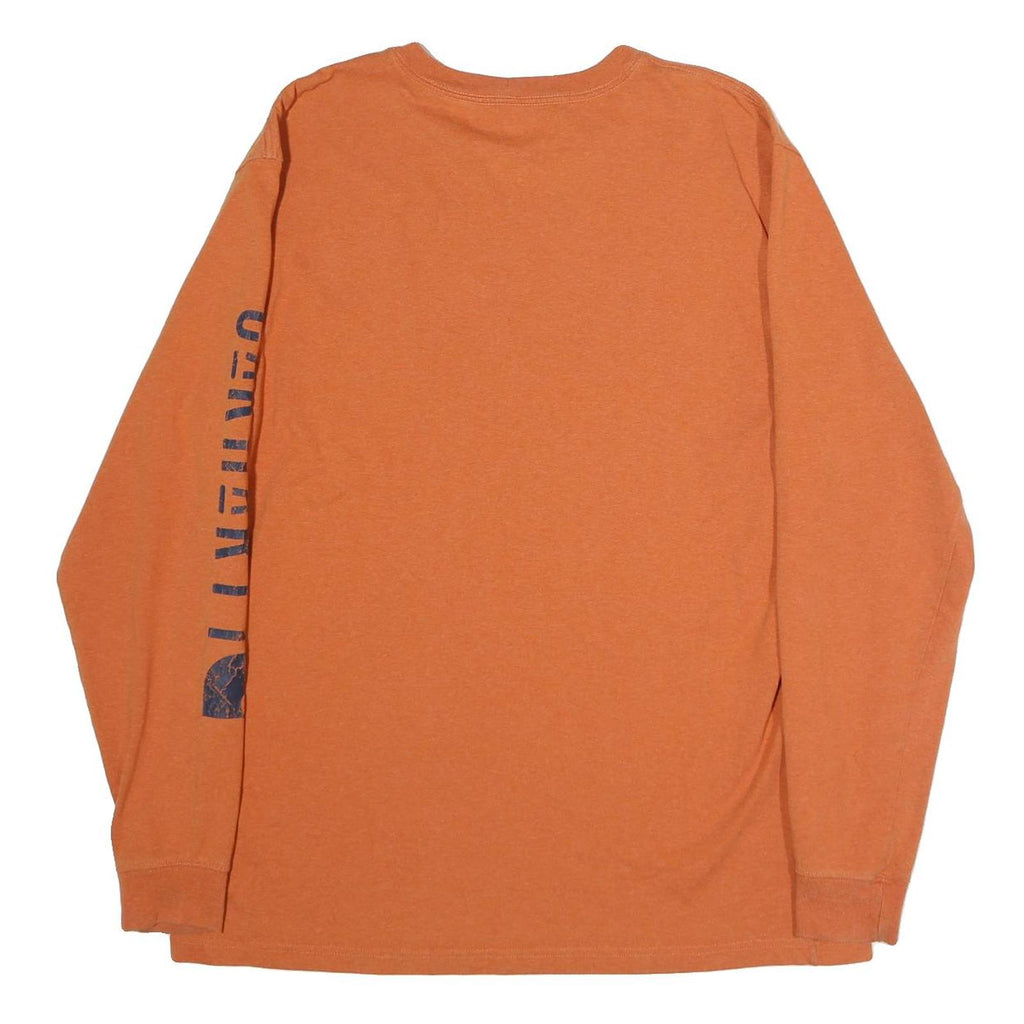 CARHARTT Mens Orange Long Sleeve Crew Neck Cotton T-Shirt L Sleeve Logo