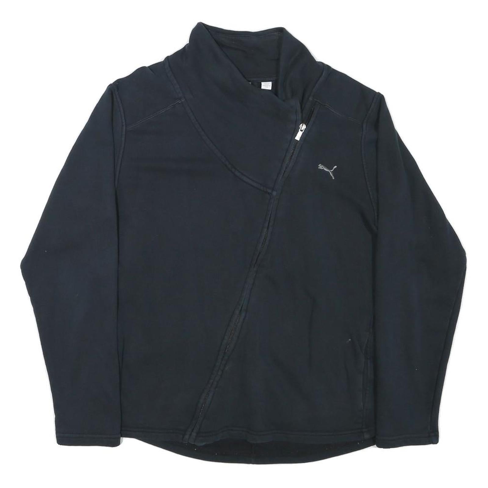 PUMA Womens Black Jacket UK 16 Cotton Blend Casual Zip Plain Sportswear