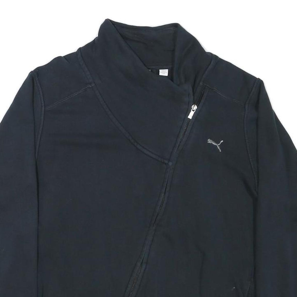PUMA Womens Black Jacket UK 16 Cotton Blend Casual Zip Plain Sportswear