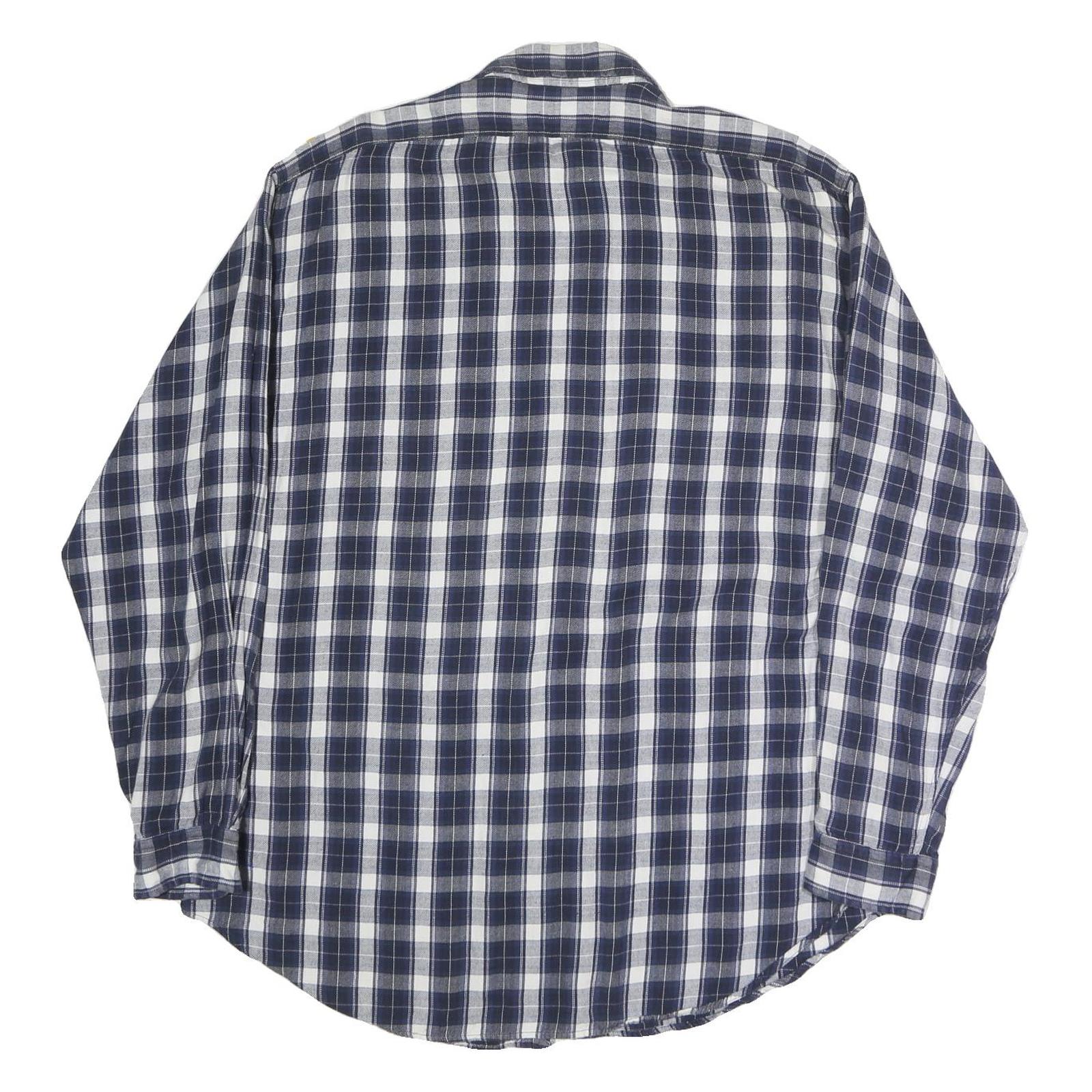 POLO RALPH LAUREN Mens Blue & White Check Shirt XL Classic Cotton Long Sleeve
