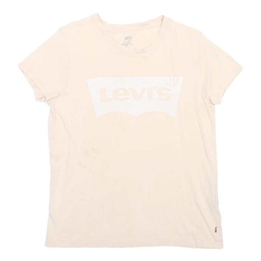 LEVI'S Womens Cream S Short Sleeve Crew Neck Logo Print T-Shirt