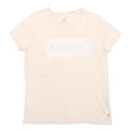 LEVI'S Womens Cream S Short Sleeve Crew Neck Logo Print T-Shirt