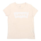 LEVI'S Womens Cream S Short Sleeve Crew Neck Logo Print T-Shirt