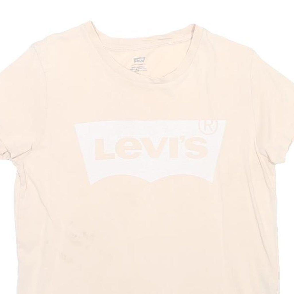 LEVI'S Womens Cream S Short Sleeve Crew Neck Logo Print T-Shirt