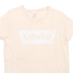 LEVI'S Womens Cream S Short Sleeve Crew Neck Logo Print T-Shirt