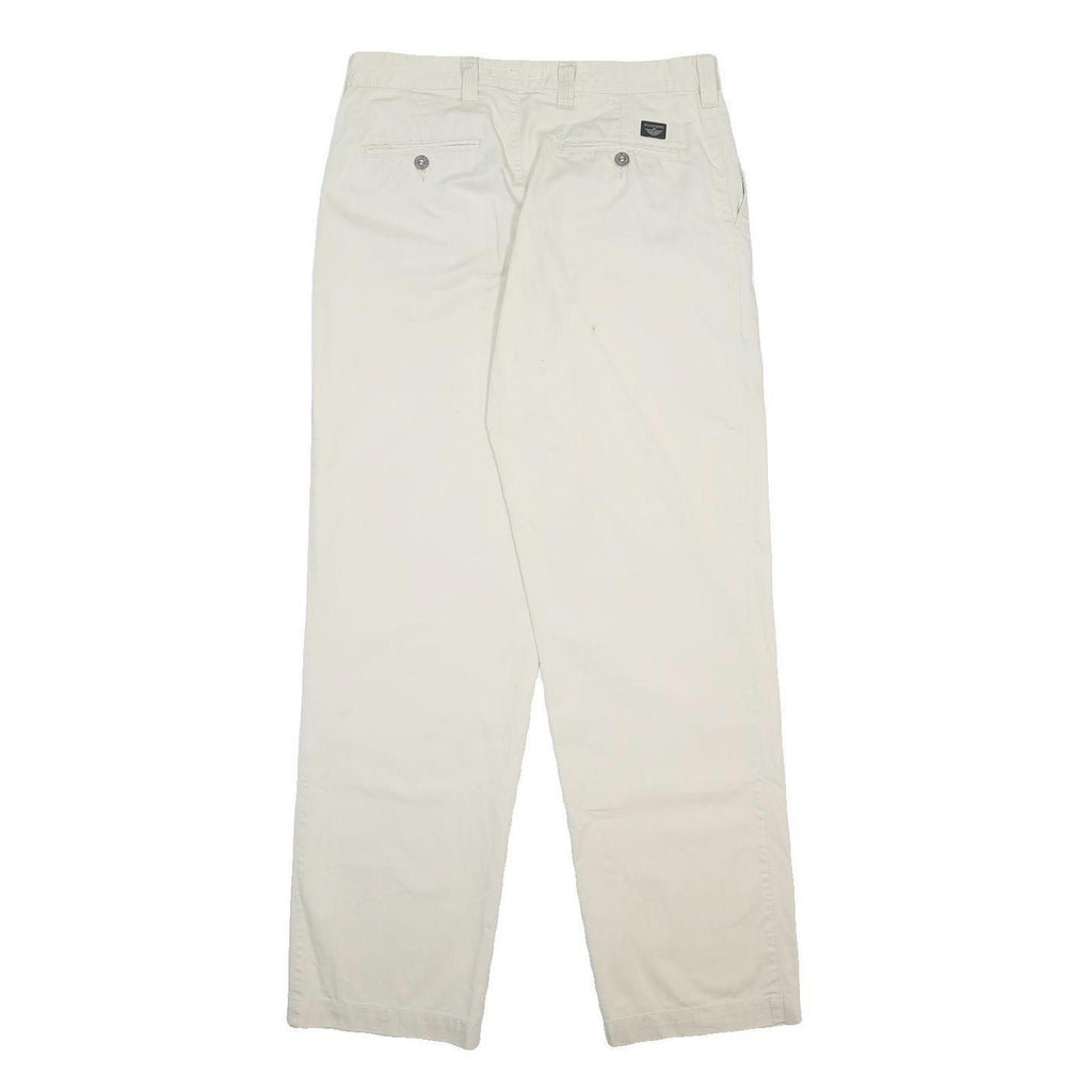 DOCKERS Mens Cotton Blend White Regular Straight Trousers W34 L32 Classic Zip