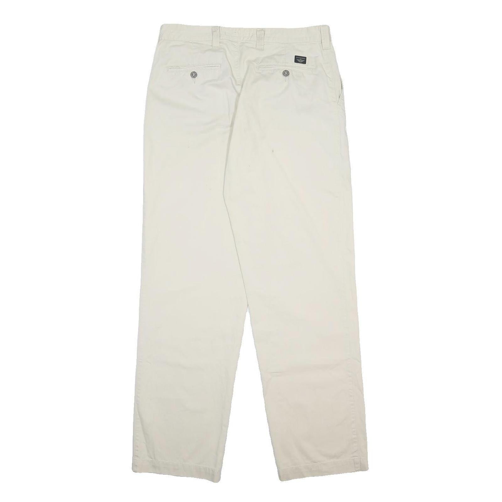 DOCKERS Mens Cotton Blend White Regular Straight Trousers W34 L32 Classic Zip