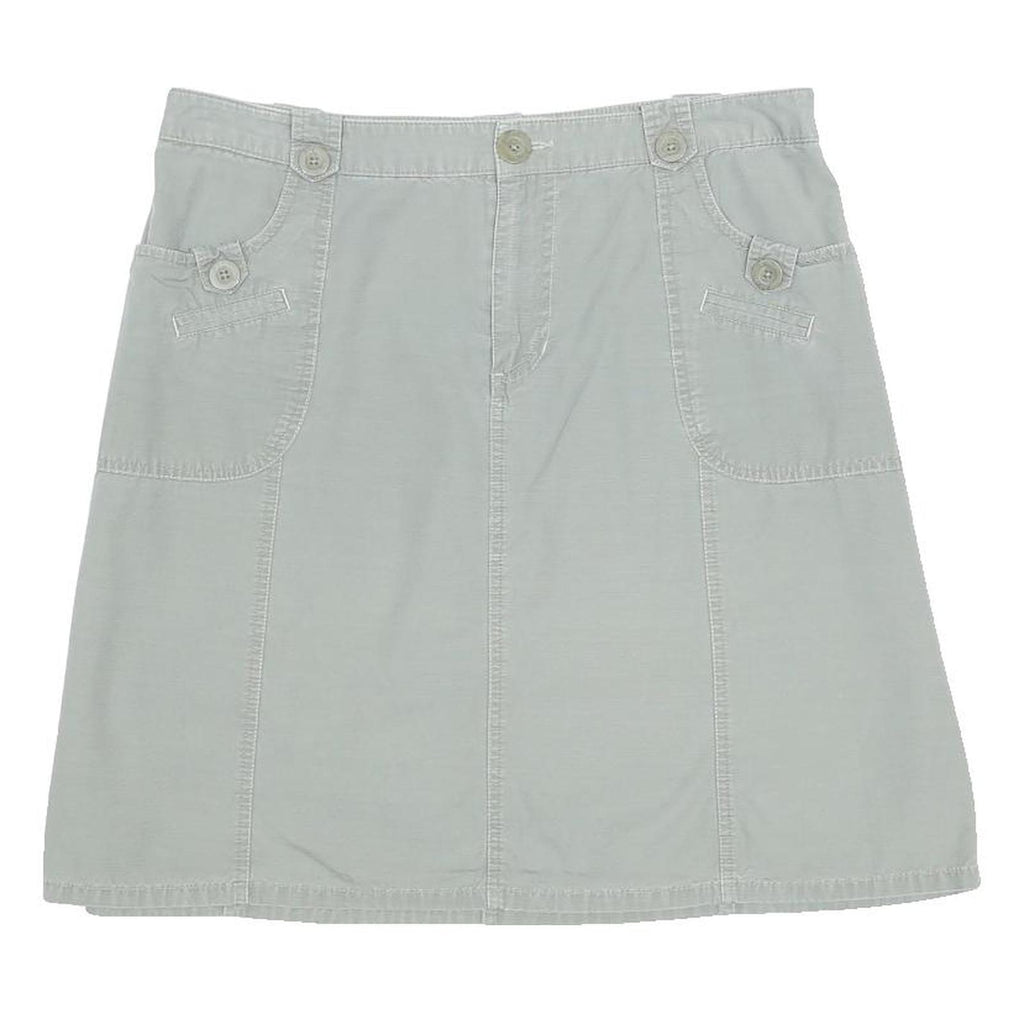 CHEROKEE Womens Grey Cotton Blend Casual Mini Skirt M Button Pockets