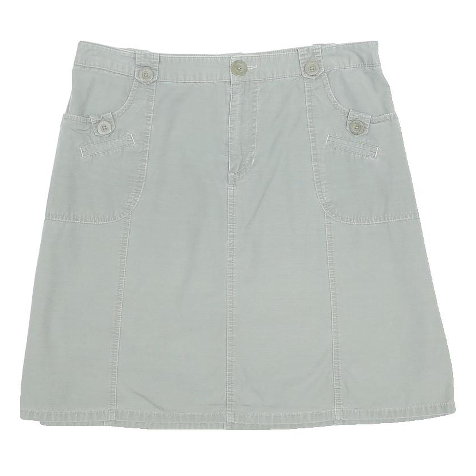 CHEROKEE Womens Grey Cotton Blend Casual Mini Skirt M Button Pockets