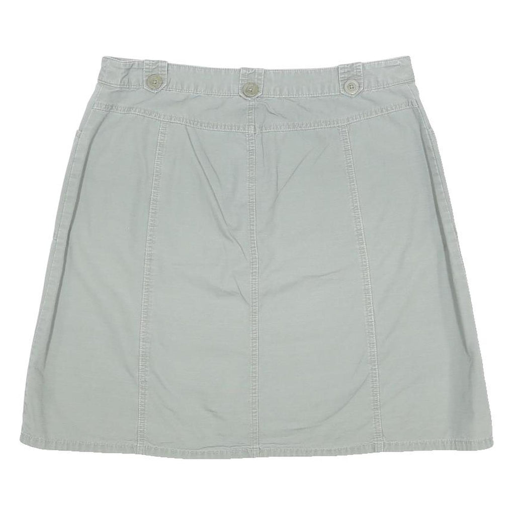CHEROKEE Womens Grey Cotton Blend Casual Mini Skirt M Button Pockets