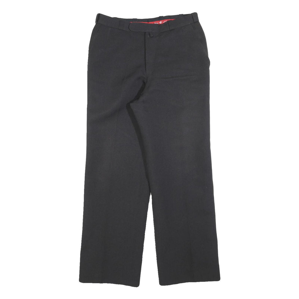 VON ARX Womens Black Regular Fit Straight Trousers W30 L30 Classic Zip Closure