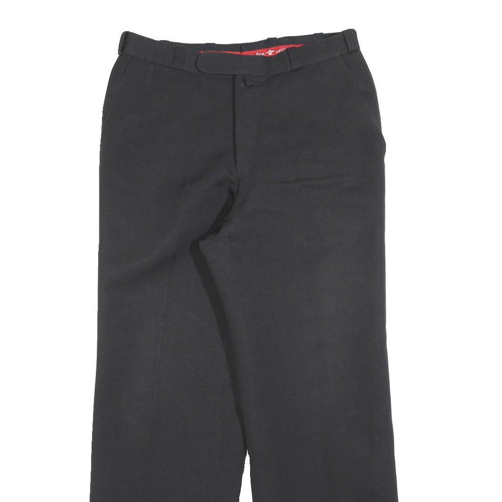 VON ARX Womens Black Regular Fit Straight Trousers W30 L30 Classic Zip Closure