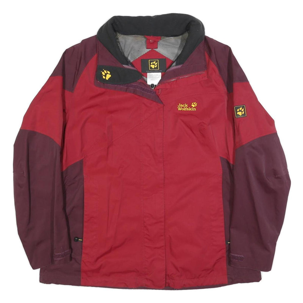 JACK WOLFSKIN Womens Red & Burgundy Outdoor Jacket L Polyester Blend Zip