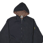 Mens Black & Brown Outdoor Jacket L Polyester Blend Woven Plain Hooded Zip