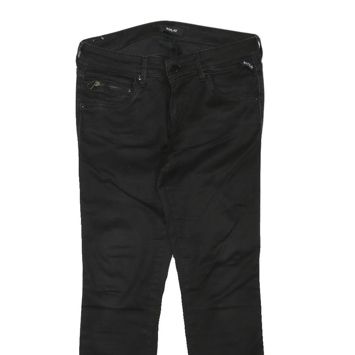 REPLAY Womens Black Regular Skinny Denim Medium W30 L27 Zip Closure Jeans