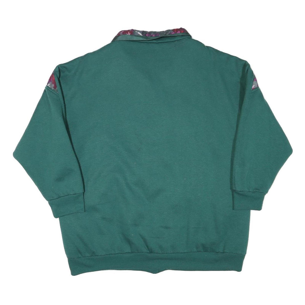 Womens Green Burgundy Floral Cotton Blend Button Jacket L Casual Vintage