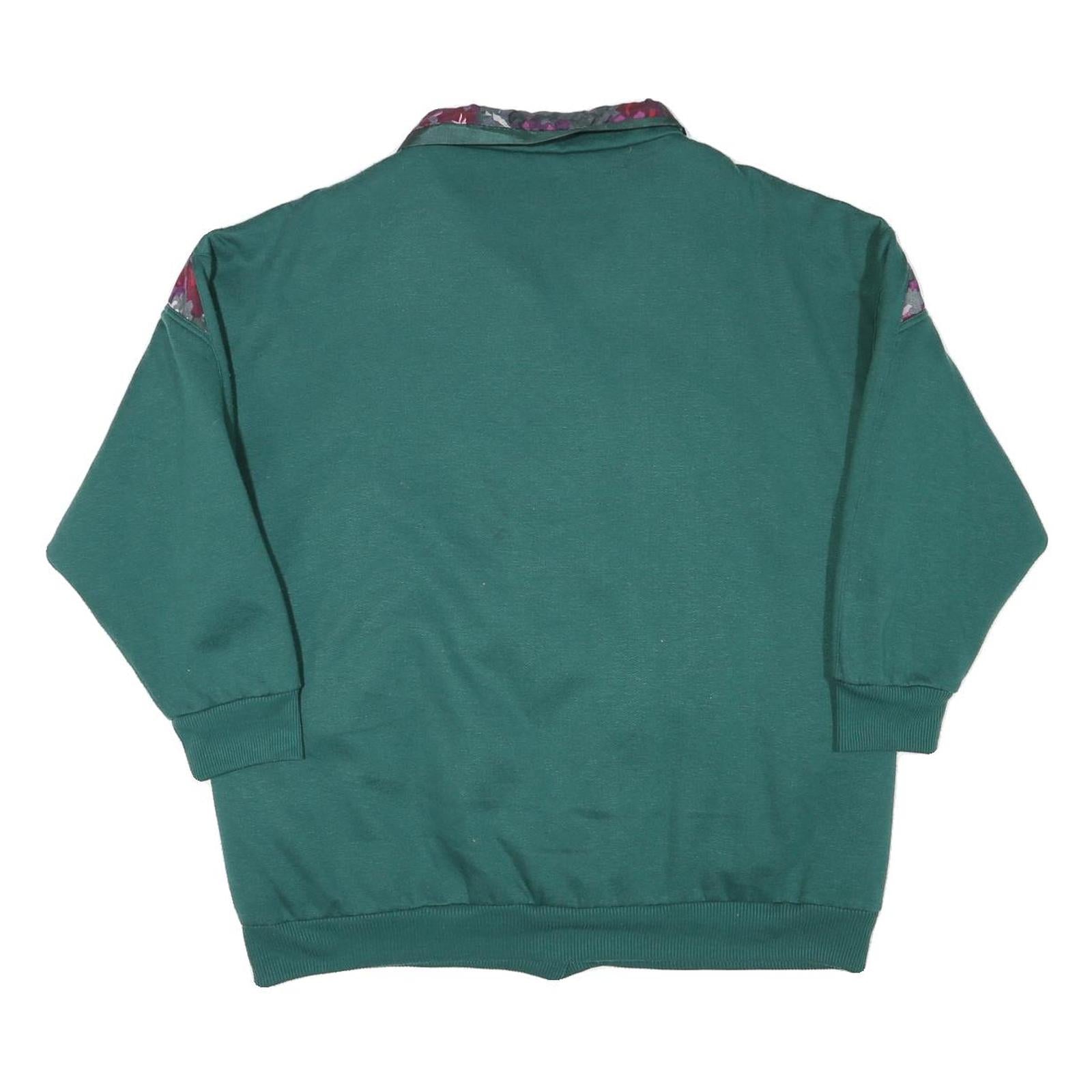 Womens Green Burgundy Floral Cotton Blend Button Jacket L Casual Vintage