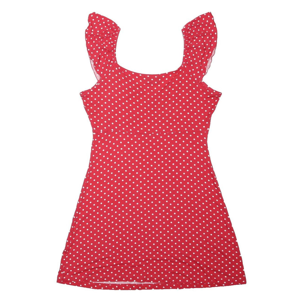 WEDNESDAY'S GIRL Womens Red & White Polka Dot Day Cotton Blend Dress Sleeveless