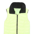 CALVIN KLEIN Womens Yellow & Black Quilted Gilet S Nylon Zip Front Casual Wear