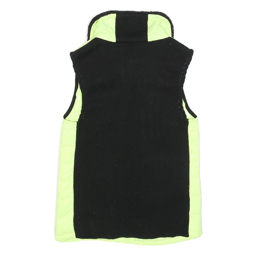 CALVIN KLEIN Womens Yellow & Black Quilted Gilet S Nylon Zip Front Casual Wear