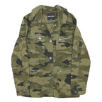 TALLY WEIJL Womens Green Camouflage Cotton Blend Jacket S Button Closure Casual