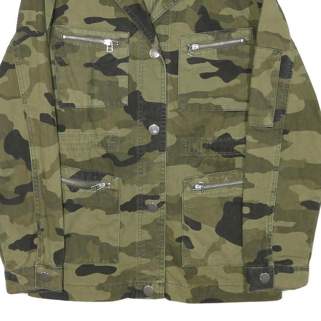 TALLY WEIJL Womens Green Camouflage Cotton Blend Jacket S Button Closure Casual