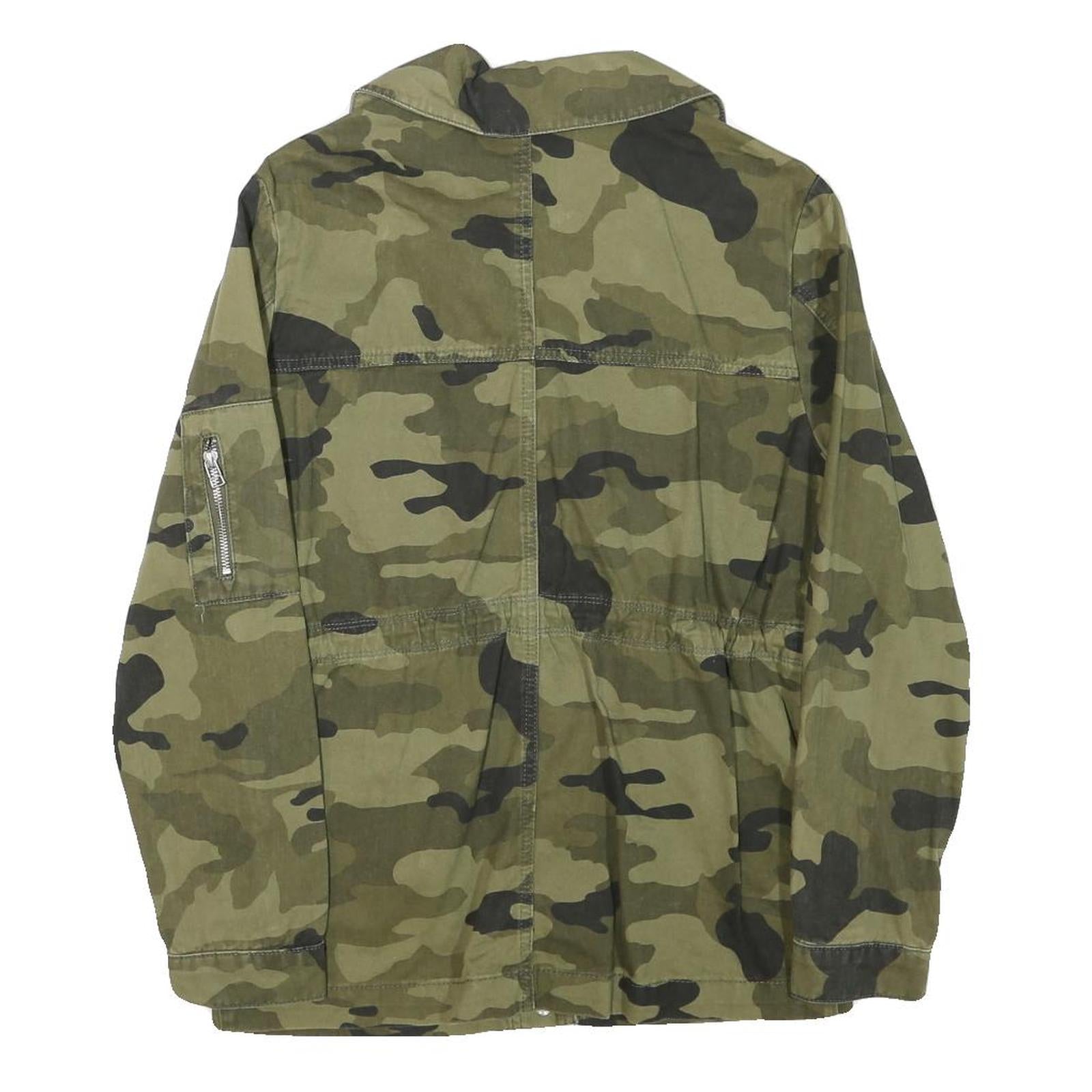 TALLY WEIJL Womens Green Camouflage Cotton Blend Jacket S Button Closure Casual