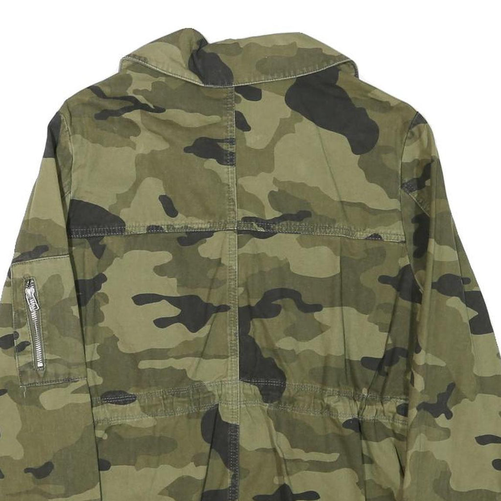 TALLY WEIJL Womens Green Camouflage Cotton Blend Jacket S Button Closure Casual