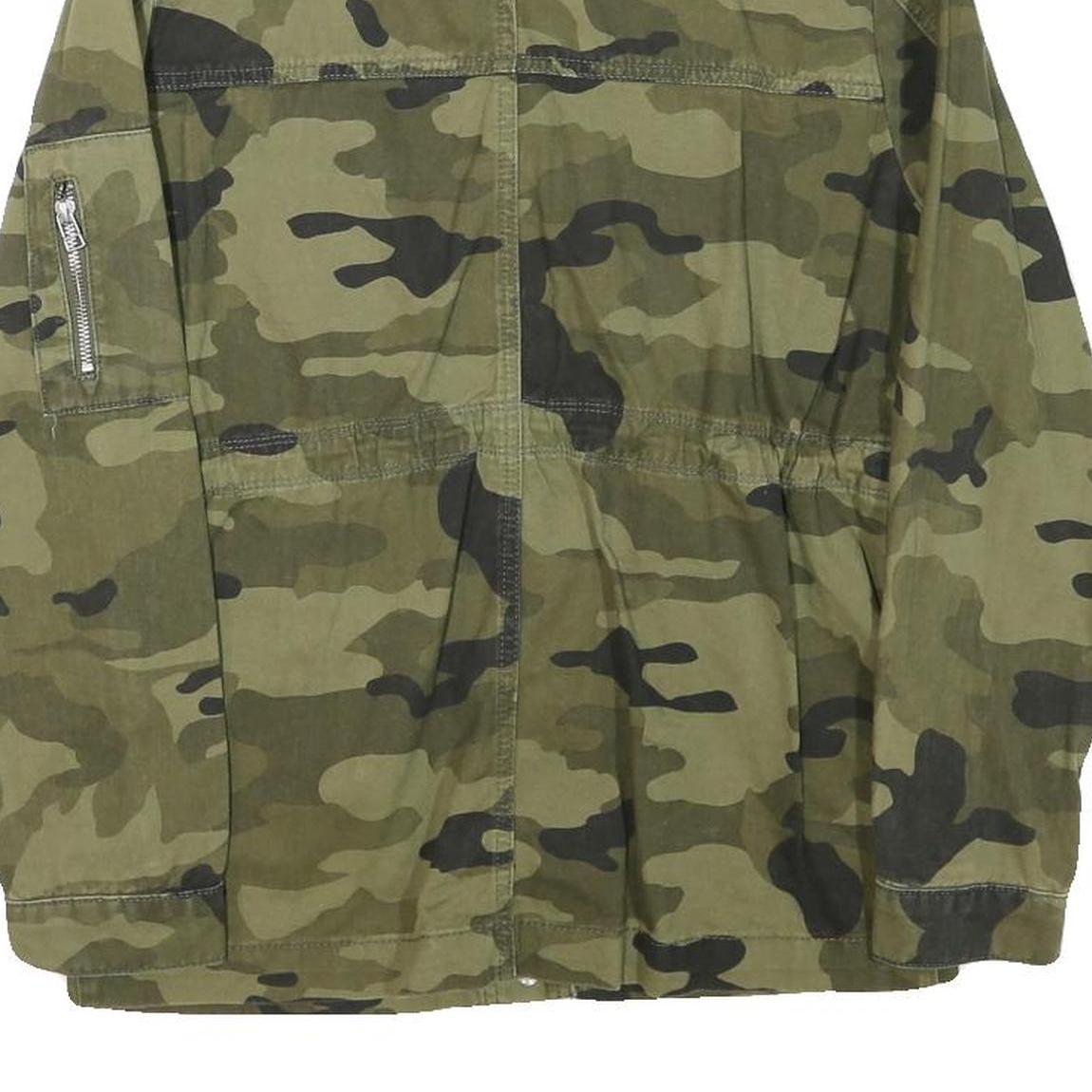 TALLY WEIJL Womens Green Camouflage Cotton Blend Jacket S Button Closure Casual