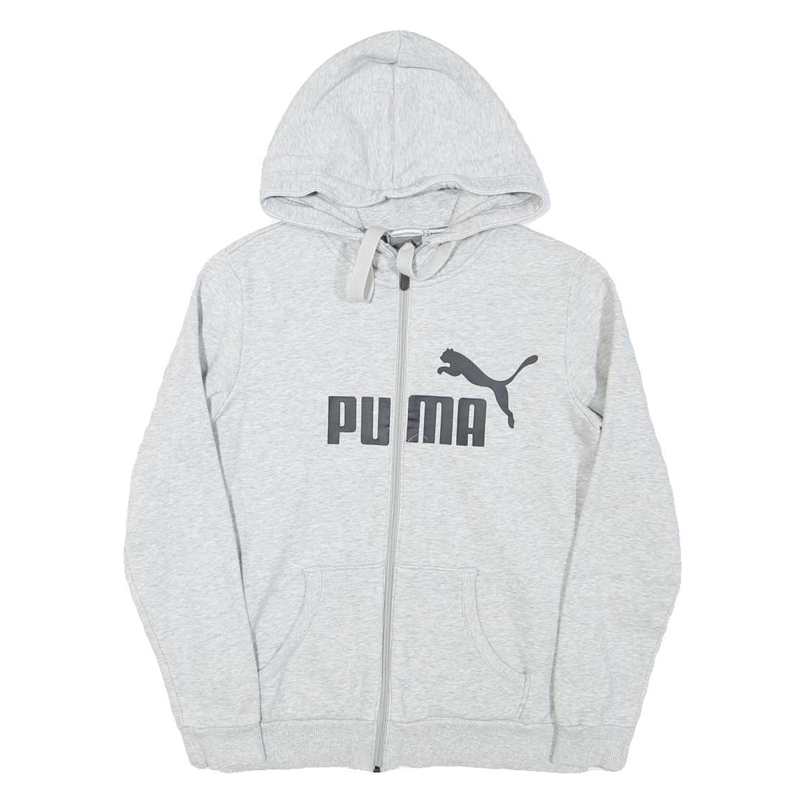 PUMA Womens Grey Cotton Blend Full Zip Hoodie S Branded Casual Zip Up