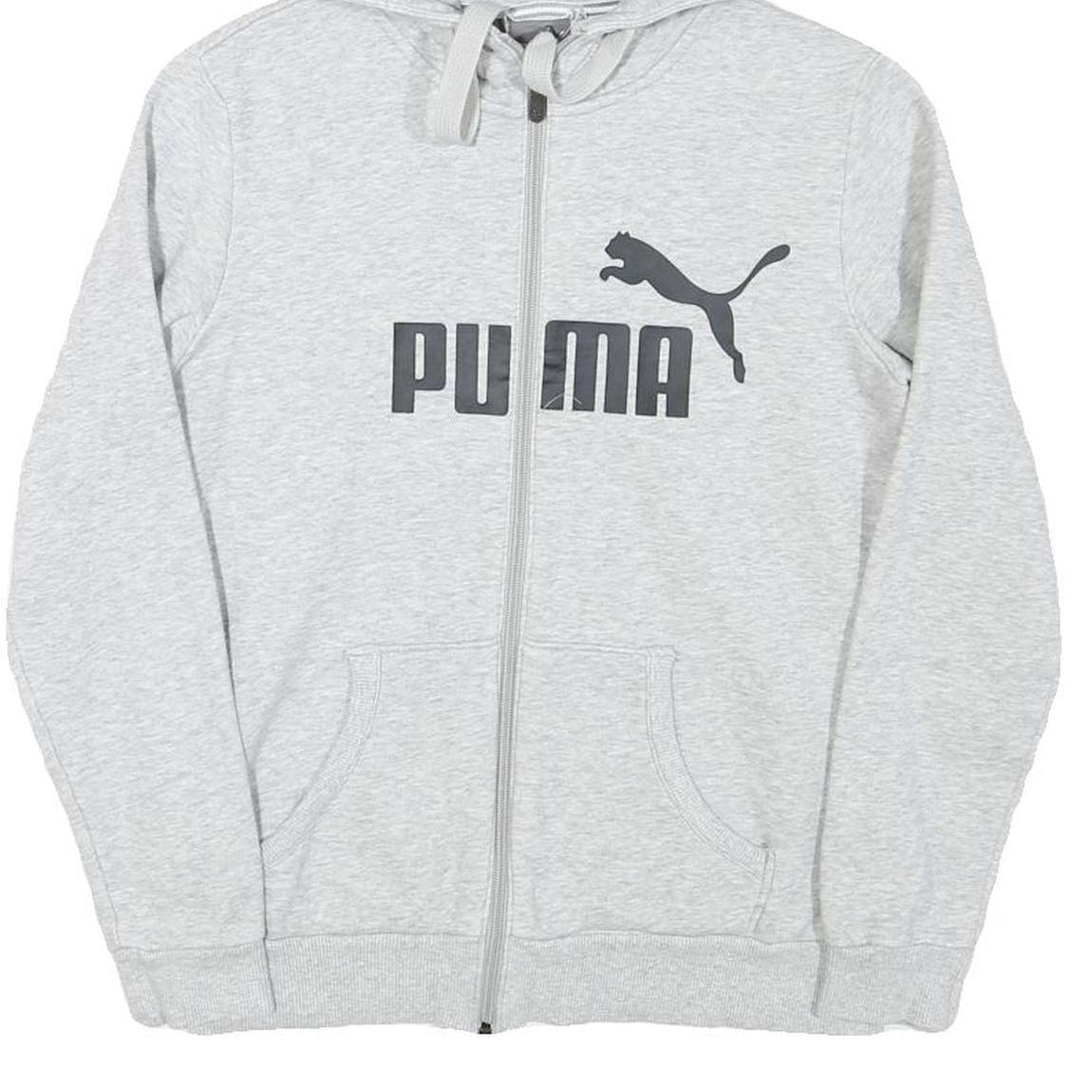 PUMA Womens Grey Cotton Blend Full Zip Hoodie S Branded Casual Zip Up