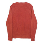 TOMMY HILFIGER Mens Red Patterned Cotton Jumper Crew Neck Basic Knit M Casual