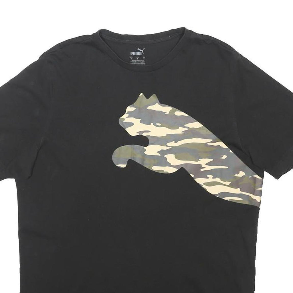 PUMA Mens Black & Camouflage Graphic T-Shirt S Short Sleeve Crew Neck Sportswear