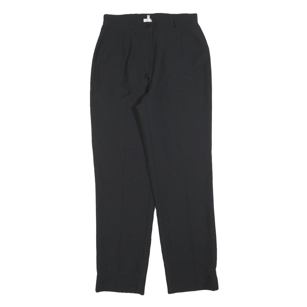 Womens Black Regular Fit Zip Trousers Polyester W26 L28 Classic Workwear