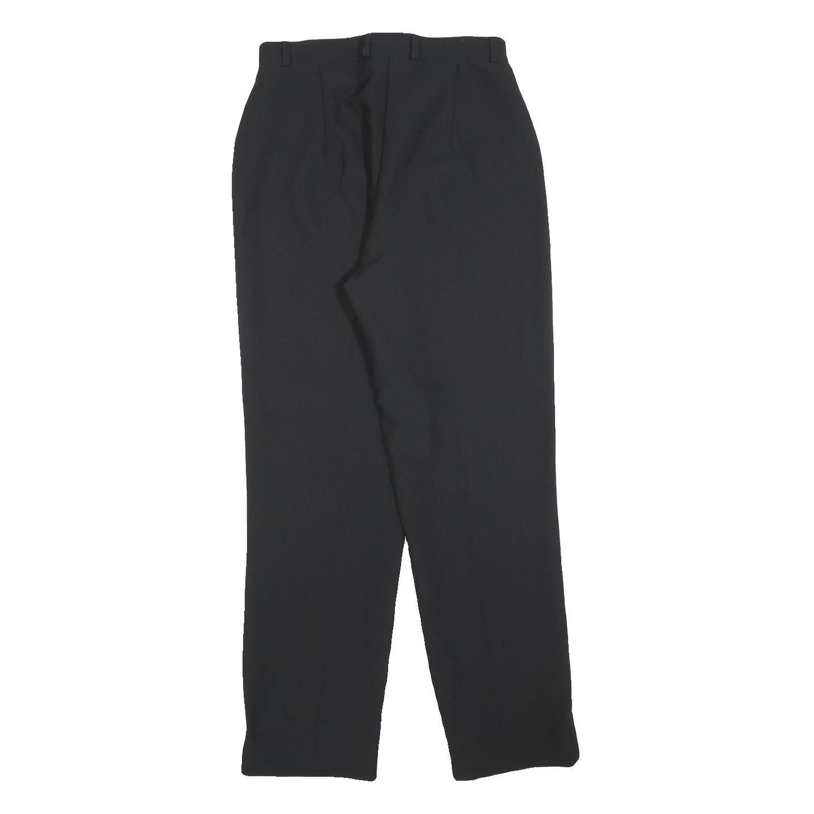 Womens Black Regular Fit Zip Trousers Polyester W26 L28 Classic Workwear