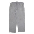 CARHARTT Mens Relaxed Cotton Blend Grey Workwear Trousers W36 L30 Durable Zip