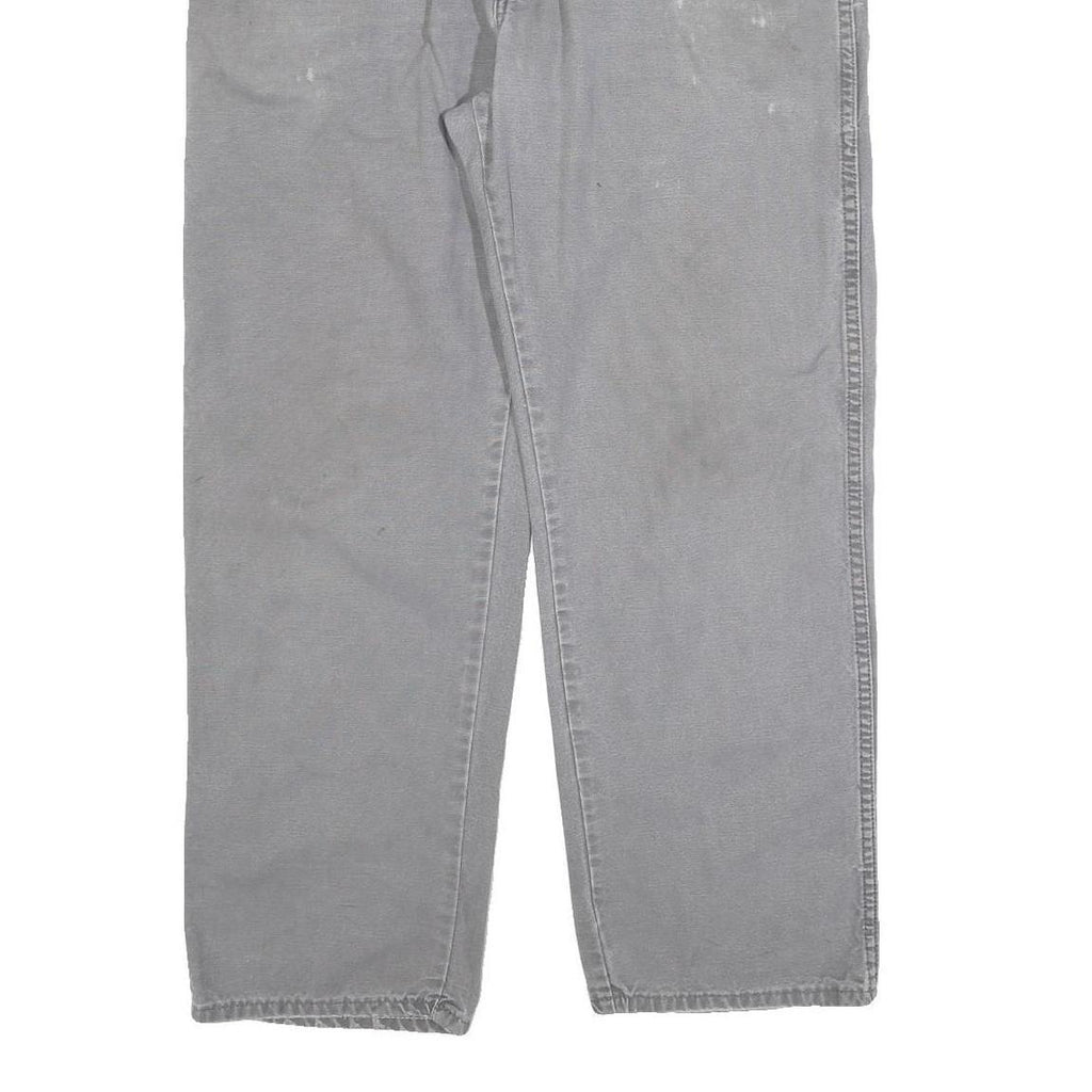 CARHARTT Mens Relaxed Cotton Blend Grey Workwear Trousers W36 L30 Durable Zip