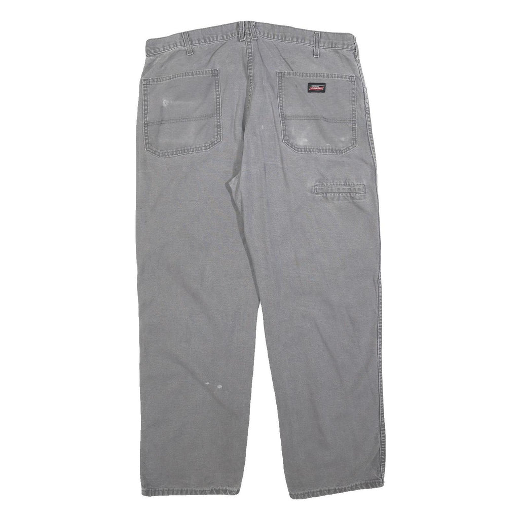 CARHARTT Mens Relaxed Cotton Blend Grey Workwear Trousers W36 L30 Durable Zip