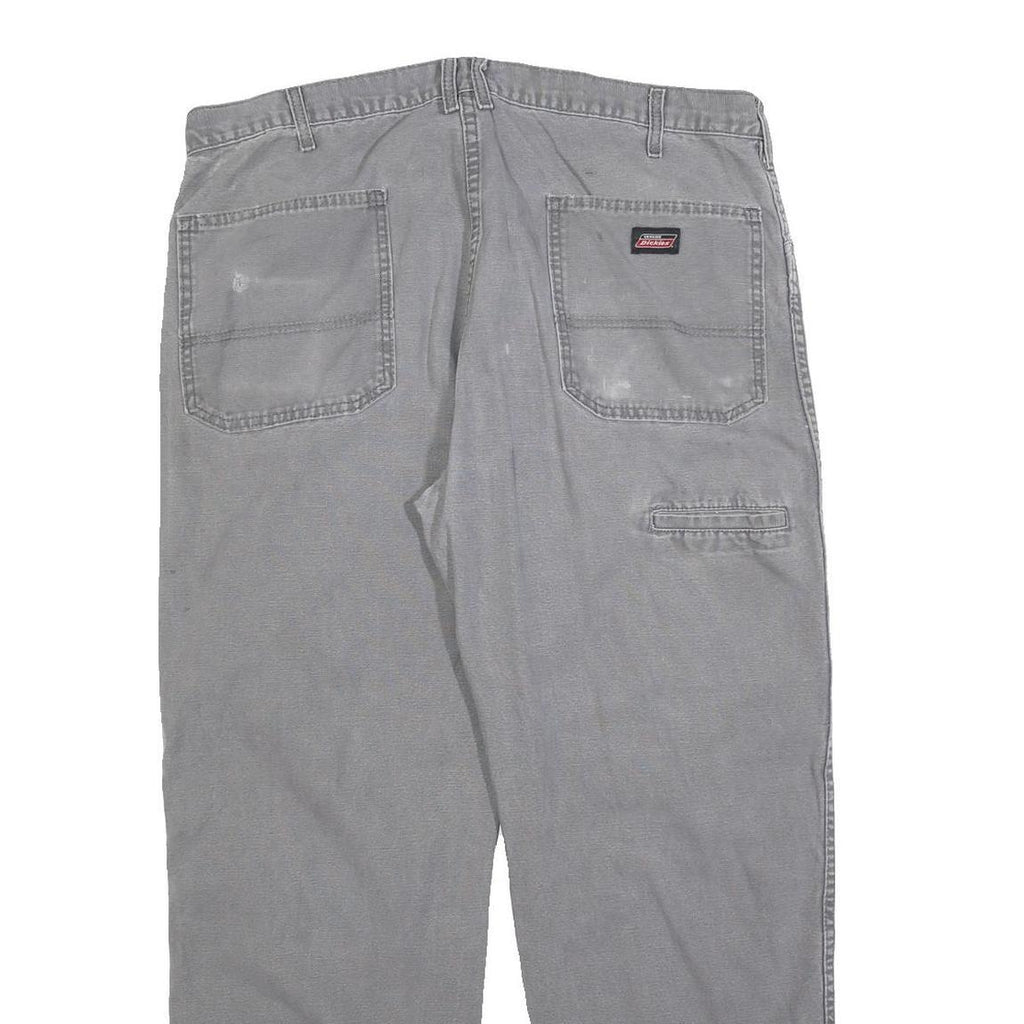 CARHARTT Mens Relaxed Cotton Blend Grey Workwear Trousers W36 L30 Durable Zip