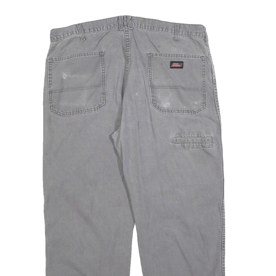 CARHARTT Mens Relaxed Cotton Blend Grey Workwear Trousers W36 L30 Durable Zip
