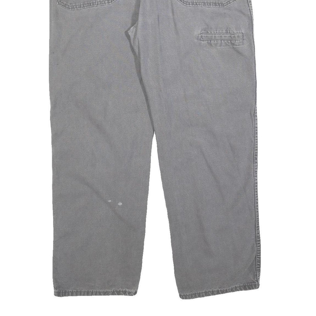 CARHARTT Mens Relaxed Cotton Blend Grey Workwear Trousers W36 L30 Durable Zip