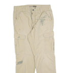 CARHARTT Mens Cotton Blend Beige Relaxed Cargo Trousers W34 L32 Durable Workwear